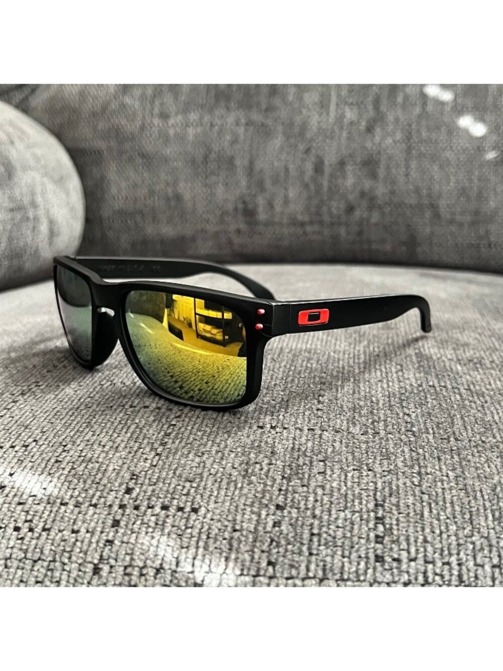 Oakley Holbrook Sunglasses 009102 Reflective Gold Lenses Red Icons